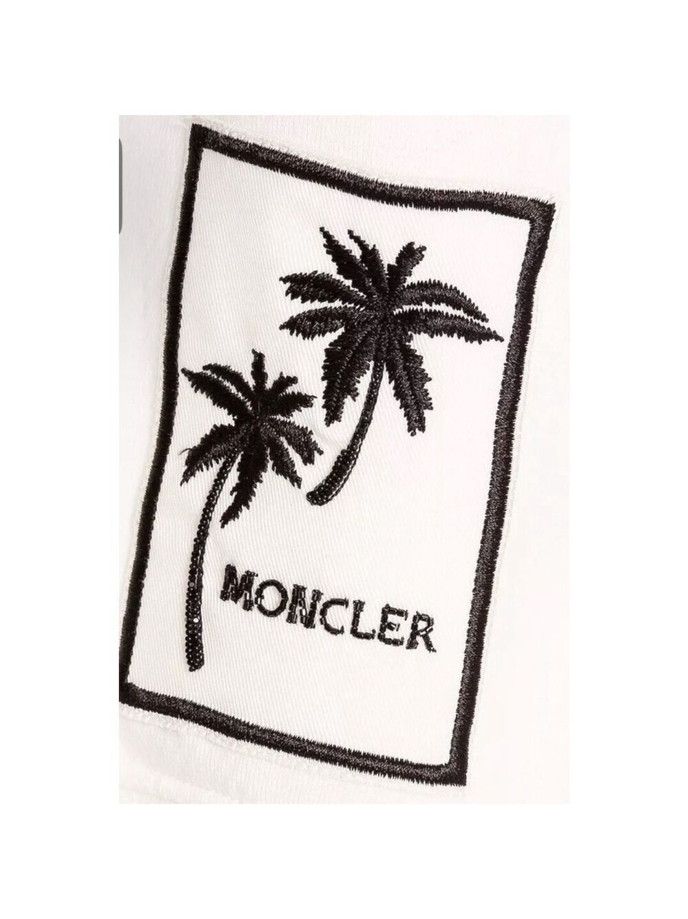 Moncler Palm Embroidery Sequin Sweatshirt Size S White Black